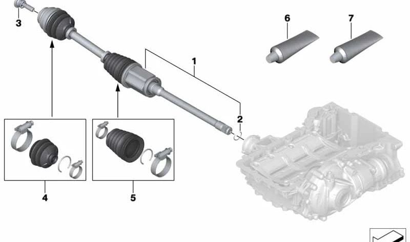 Kit de reparación fuelle exterior para BMW G80, G81, G82, G83, F90, G30, G31, G38, G32, G11, G12, F91, F92, F93, G14, G15, G16, G07 (OEM 31608657723). Original BMW