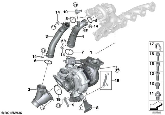 Válvula de derivación del compresor para BMW G20, G21, G22, G23, G26, G30N, G31N, G32N, G11N, G12N, G70, G14, G15, G16, G01, G02, G05, G06, G07 (OEM 11658596273). Original BMW