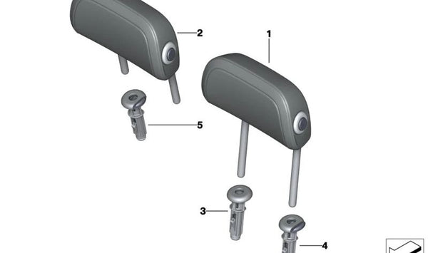 Reposacabezas de cuero sintético trasero exterior OEM 52205A0C7D3 para BMW G26 (Serie 4 Gran Coupé). Original BMW.