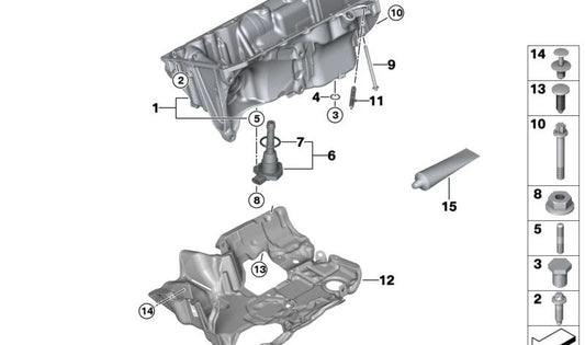 Cutter d'huile OEM 11138580124 pour BMW G42, G20, G21, G28, G22, G23, G26, G30, G31, G38, G60, G61, G68, G12, G01, G08, G45, G61, G68, G18, G06. BMW d'origine.