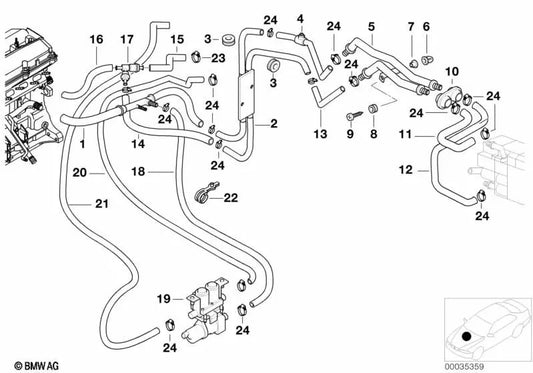 Tubo de Doble Conductor de Motor para BMW Serie 5 E39 (OEM 64218379982). Original BMW.