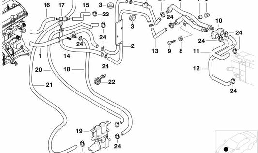 Doble tubo para BMW Serie 5 E39 (OEM 64218379987). Original BMW