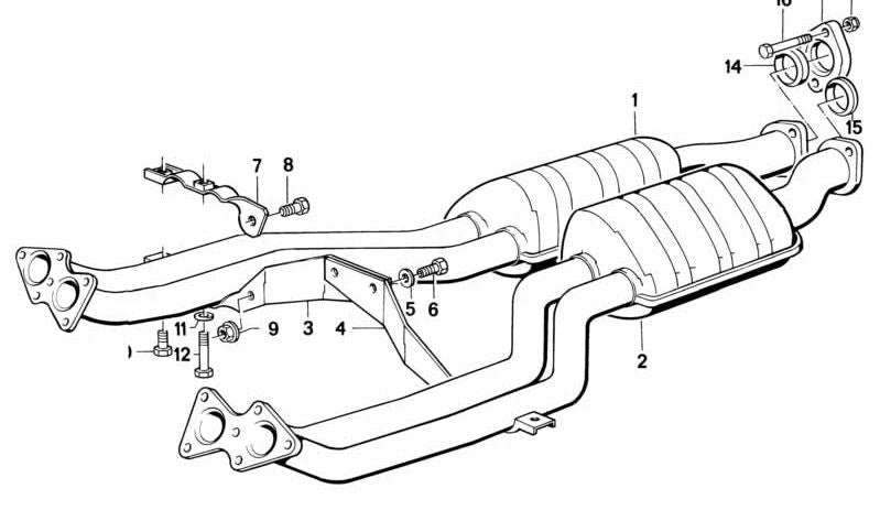 Tubo de Escape Silenciador para BMW Serie 7 E32 (OEM 18101712375). Original BMW