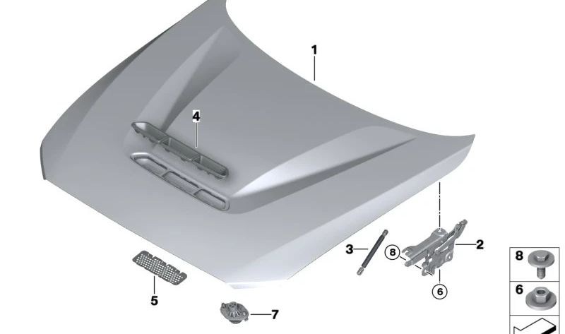 Inserto de rejilla para capó delantero para BMW F87N (OEM 41618081166). Original BMW