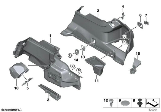 Espacio de almacenamiento en el maletero izquierdo para BMW F06, F06N (OEM 51477276941). Original BMW.