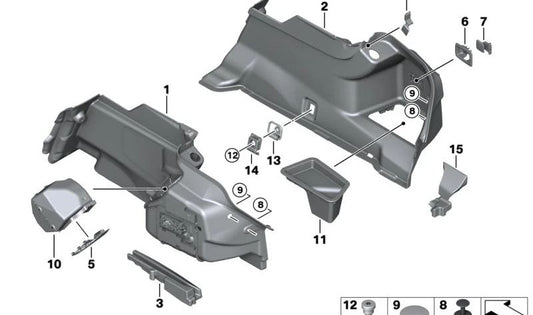 Right trunk liner OEM 51477359958 for BMW 6 Series Gran Coupe (F06). Original BMW.