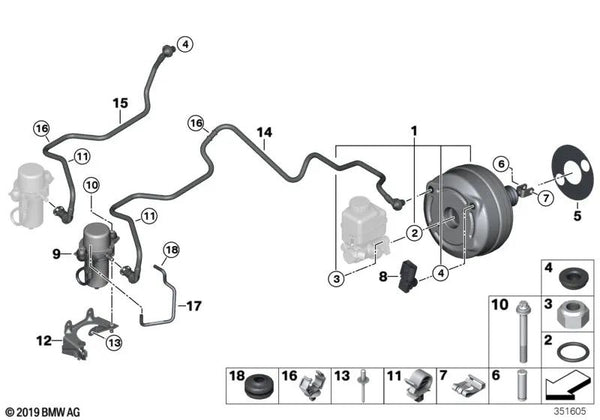 Servofreno para BMW I12, I12N, I15 (OEM 34336865472). Original BMW