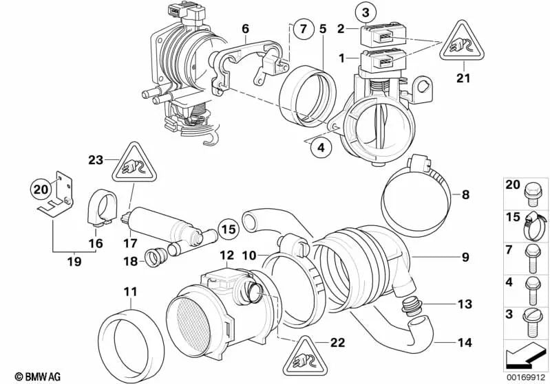 Butterfly valve for BMW 5 Series E39, 7 Series E38 (OEM 13541740505). Genuine BMW