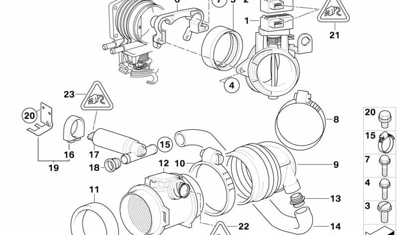 Manguito de admisión OEM 13541740931 para BMW E39, E38. Original BMW.