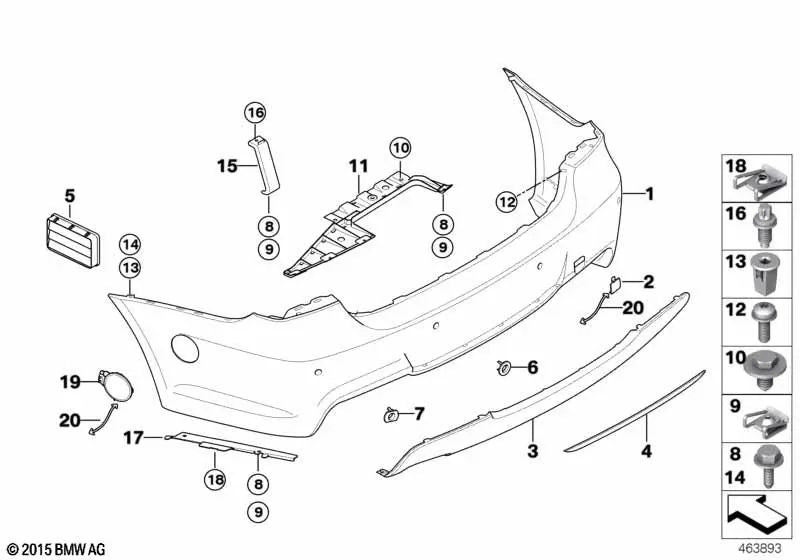 Right filler piece for BMW 3 Series E90, E91 (OEM 51718044576). Original BMW.