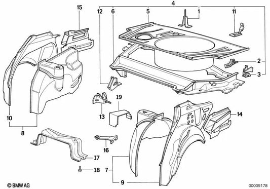 Soporte de acumulador de presión izquierdo para BMW E34, E32 (OEM 41121954679). Original BMW.