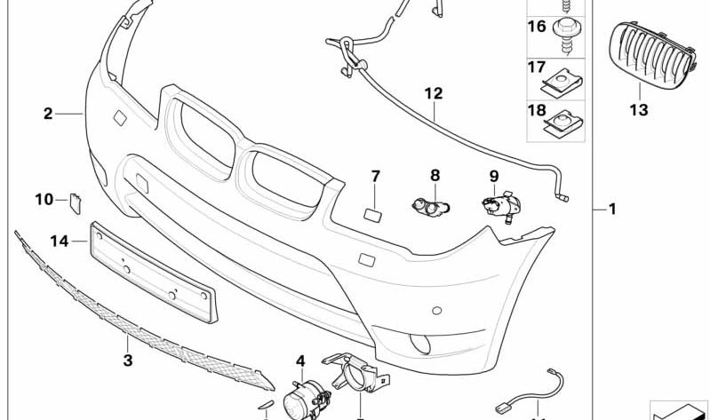 Rejilla decorativa frontal izquierda para BMW X3 E83, E83N (OEM 51133414903). Original BMW