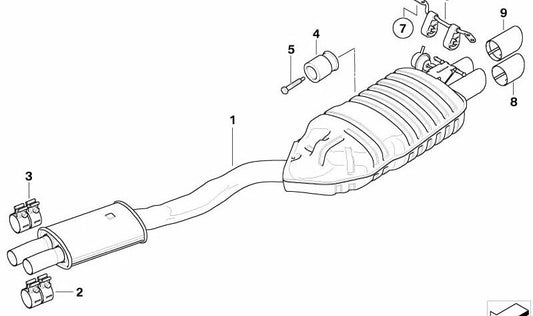 Endschalldämpfer für BMW E83N (OEM 18303428038). Original BMW