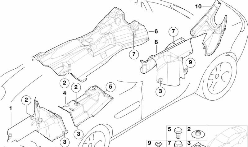 Aislante térmico soporte motor derecho OEM 51488234106 para BMW (Z8 E52). Original BMW.