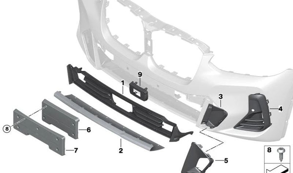 Soporte para matrícula delantero para BMW X3 G01N, G08F, G08N, X4 G02N (OEM 51138081080). Original BMW