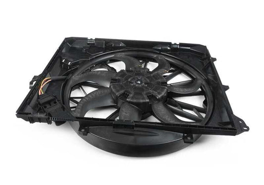 Fan housing with fan for BMW E81, E82, E87, E88, E90, E91, E92, E93, X1 E84 (OEM 17425A3F106). Original BMW