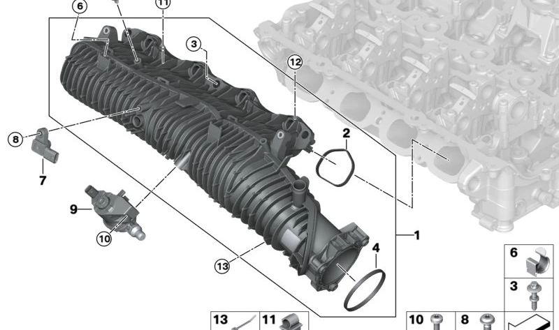 Elemento de fijación para BMW F40, F44, G42, U06, G20, G21, G28, G22, G23, G26, G30, G31, G38N, U11, G01, G08, G02 (OEM 07148490195). Original BMW