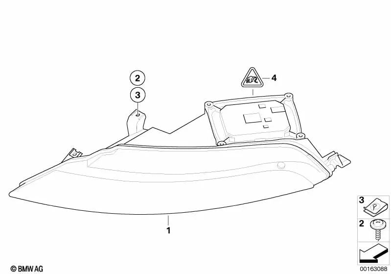 Intermitente izquierdo blanco para BMW E63, E63N, E64, E64N (OEM 63137176871). Original BMW