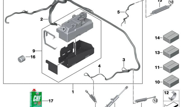 Resorte de sujeción OEM 54347947295 para BMW F91, G14. Original BMW.