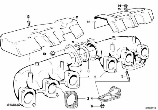 Colector de escape delantero para BMW Serie 5 E12, E28 (OEM 11621262869). Original BMW.