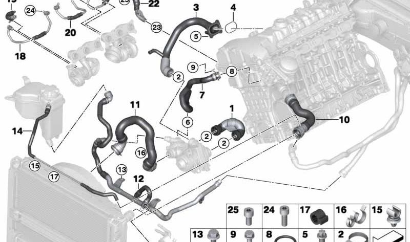 Tubería de Retorno de Calefacción - Termostato para BMW E82, E88, E90, E91, E92, E93 (OEM 17127548230). Original BMW