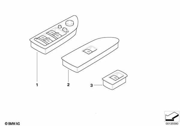 Interruptor del elevalunas del lado del conductor para BMW E87N (OEM 61319217239). Original BMW