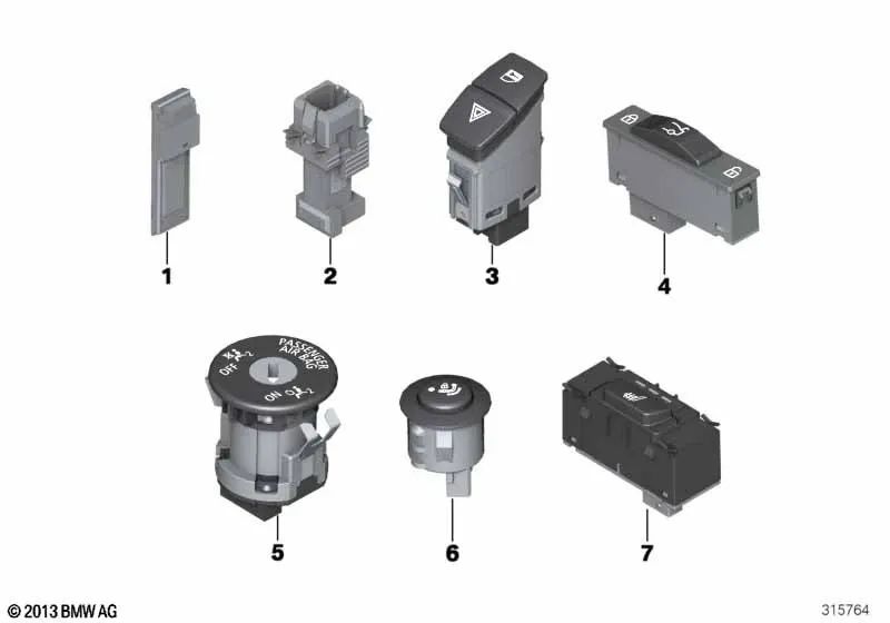 Interruptor de Luces de Emergencia / Cierre Centralizado para BMW F20, F21, F22, F23, F30, F31, F34, F35, F87, F80, F32, F33, F36, F82, F83 (OEM 61319231786). Original BMW