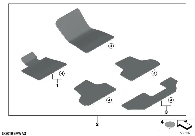 Juego de alfombrillas para BMW X5 G05 (OEM 51479483857). Original BMW