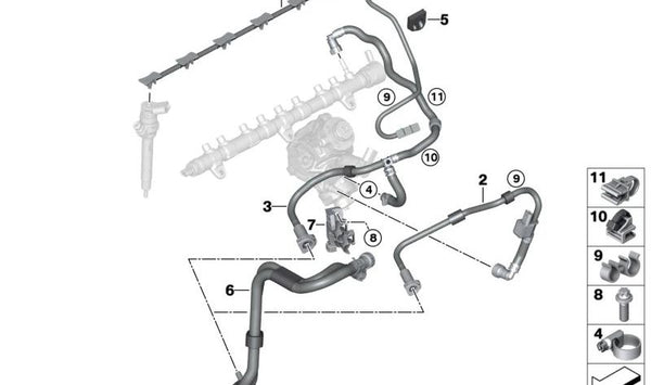 Conducto de Retorno de Combustible para BMW G70, G05N, G06N, G07N (OEM 13538477811). Original BMW