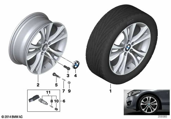 Rueda de disco de aleación ligera jet black uni para BMW F20, F21, F22, F23 (OEM 36116890428). Original BMW.