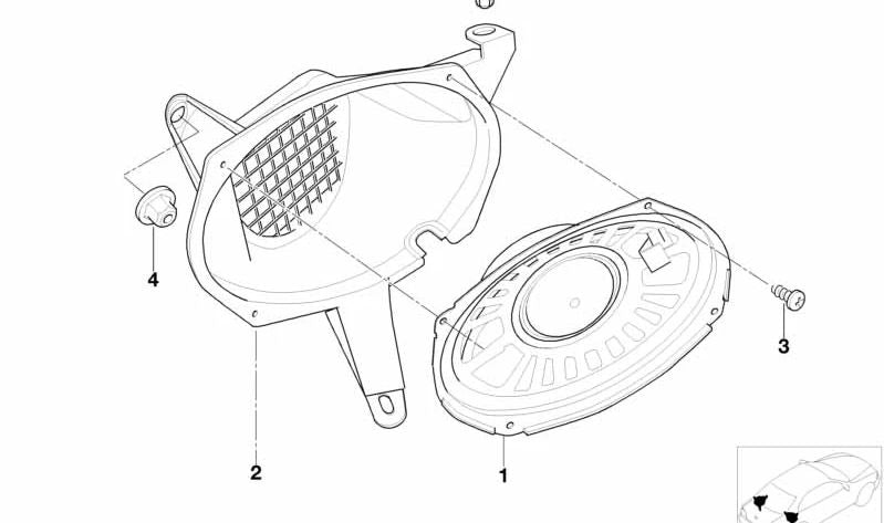 Altavoz de bajos para BMW Serie 3 E46 (OEM 65138376309). Original BMW