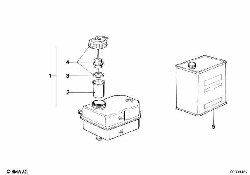 Expansion tank for BMW E28 5 Series (OEM 34321154907). Original BMW.