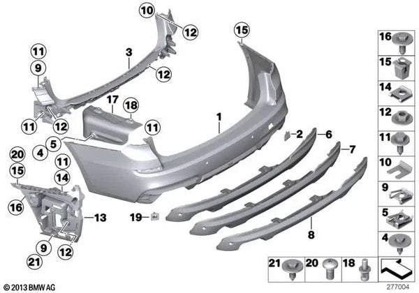 Tapa del parachoques trasero para BMW F07N (OEM 51128056130). Original BMW