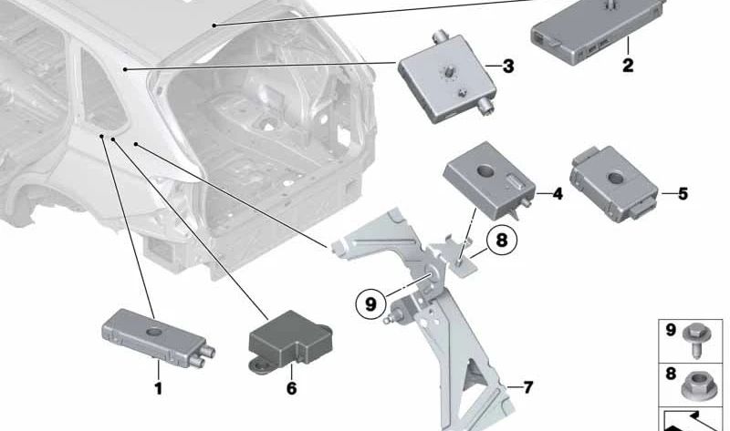 TCB/Emergency Antenna Support for BMW X5 F15, F85, X6 F16, F86 (OEM 65159271754). Genuine BMW