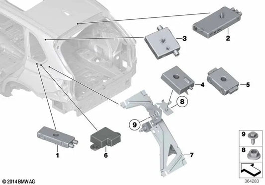 Antenna amplifier for BMW F15, F85 (OEM 65209270488). Genuine BMW.