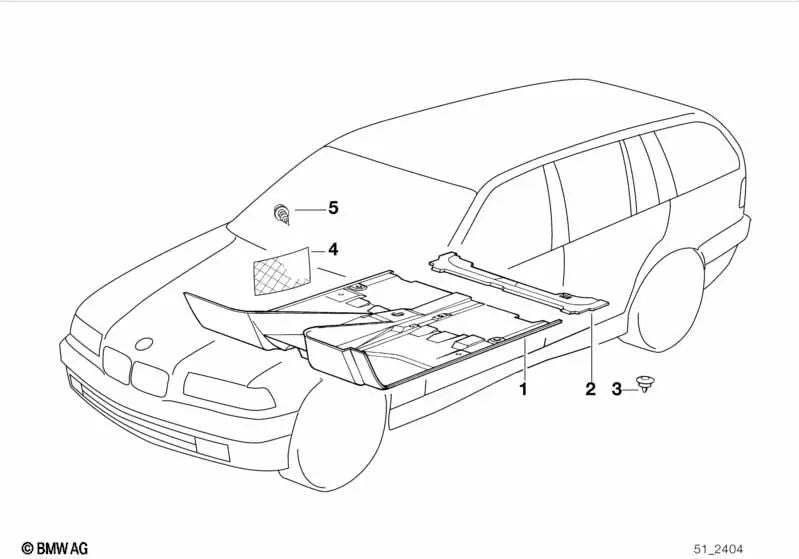 Revestimiento del suelo delantero para BMW Serie 3 E36 (OEM 51478187151). Original BMW.