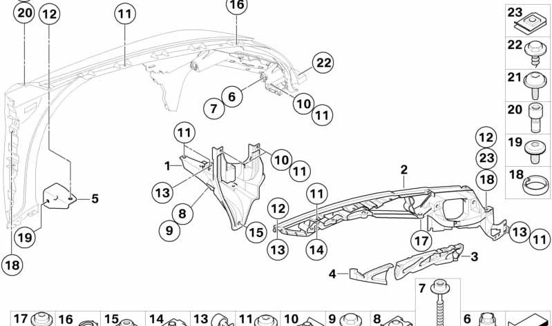 Sellado soporte del módulo izquierdo para BMW X5 E70, X6 E71, E72 (OEM 51717163145). Original BMW