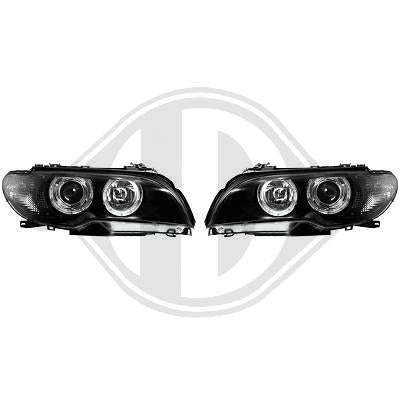 Faros Delanteros Con Angel Eyes Homologados Para Bmw E46 Coupe / Cabrio Restyling