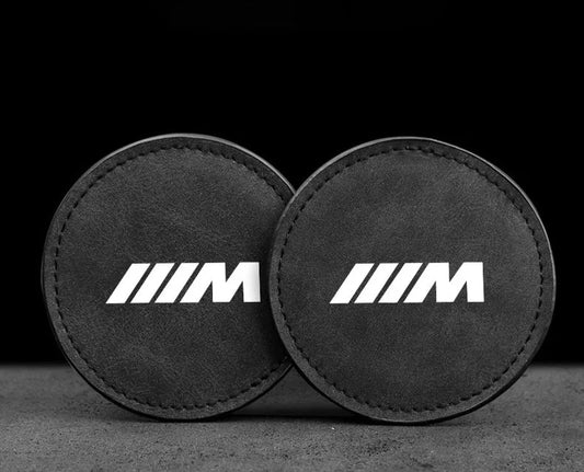 Posavasos Antideslizantes de Cuero para BMW M Performance - 2 Piezas