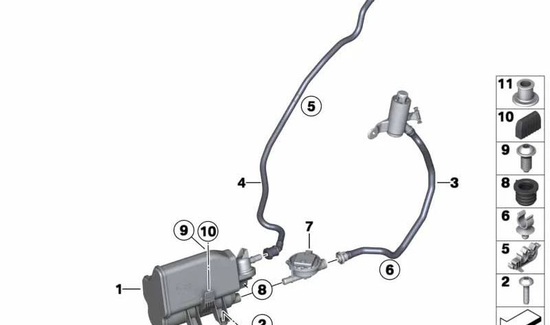 Tubo de ventilación con filtro de polvo para BMW F20N, F80, F32N, F82, F83 (OEM 16137839801). Original BMW