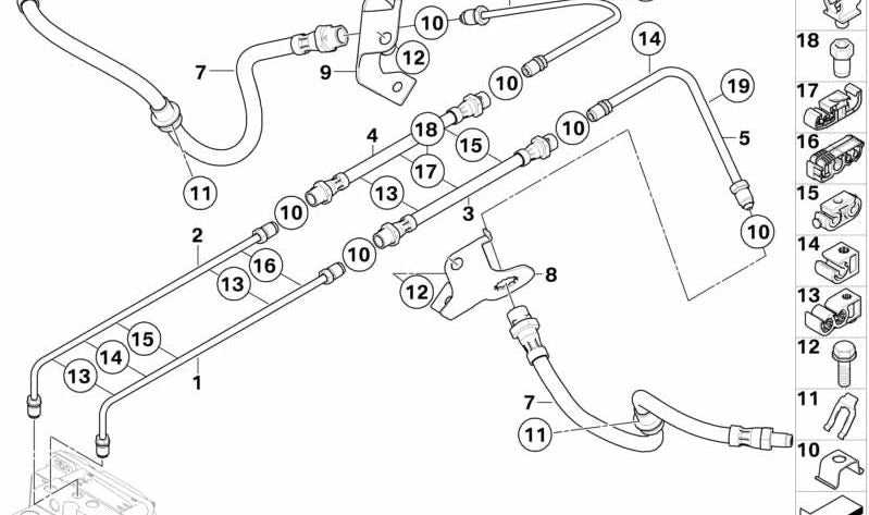 Latiguillo de freno OEM 34326785717 para BMW E70, E71. Original BMW