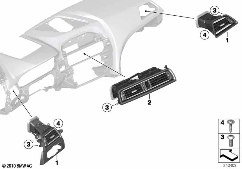 Rejilla de ventilación izquierda para BMW F06, F12, F13 (OEM 64229197484). Original BMW.