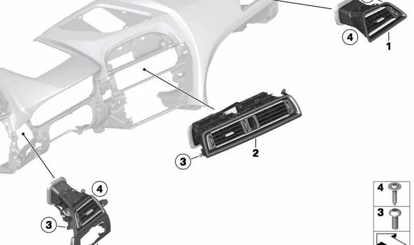 Rejilla de ventilación derecha OEM 64229197487 para BMW F06, F12, F13. Original BMW.