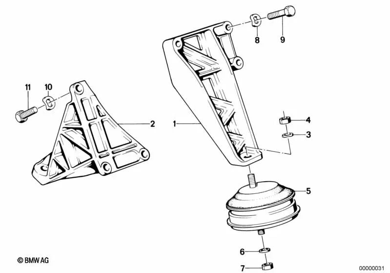 Gummilager für BMW E34, E32 (OEM 11811137149). Original BMW