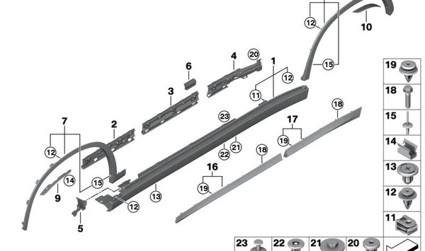 Aletín de guardabarros delantero derecho OEM 51778067690 para BMW F48 (X1). Original BMW.