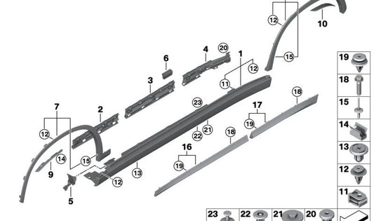 Right rear molding OEM 51138067708 for BMW F48. Original BMW.