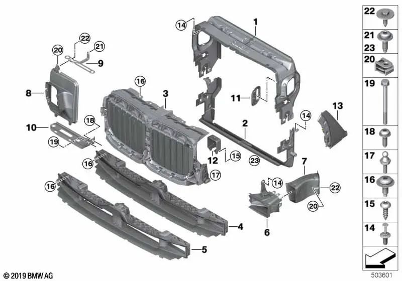 Aletas de aire superiores para BMW G07 (OEM 51745A29C37). Original BMW.