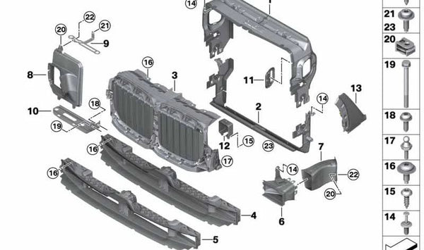 Guía de aire inferior para BMW X7 G07 (OEM 51647459189). Original BMW