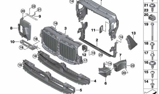 Guia do radiador deslocado à esquerda para BMW X7 G07 (OEM 51748070207). BMW original