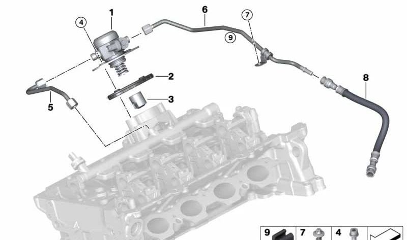 Tubo de combustible OEM 13538635510 para BMW F20, F21, F22, F23, F30, F31, F34, F32, F33, F36. Original BMW.